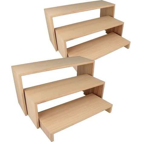2 blocs de 3 étagères escalier en bois 18 x 35 cm (1/4)