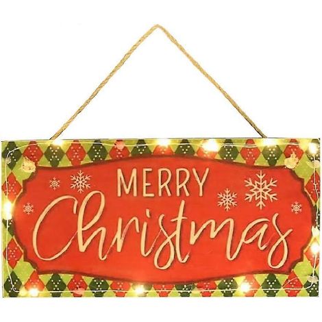 Weihnachtliche Wanddekoration aus Holz, dekoratives LED-Lichtschild für Tür oder Wand (1/4)