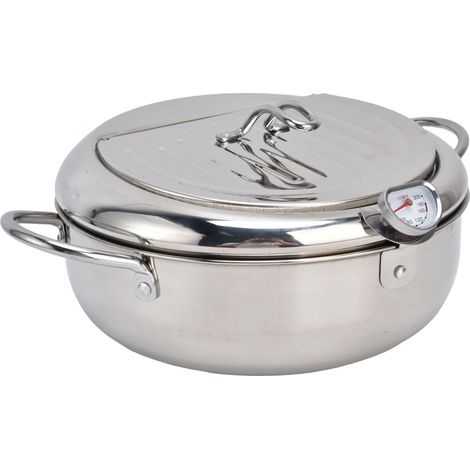 Friteuse miniature en acier inoxydable 304 avec thermomètre intégré et contrôle de température, 24 cm / 9,4 pouces. Couleur : acier inoxydable 304. (1/5)