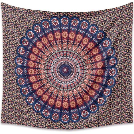 Tapisserie de literie murale indienne hippie bohème psychédélique paon tenture 150X200CM (1/4)