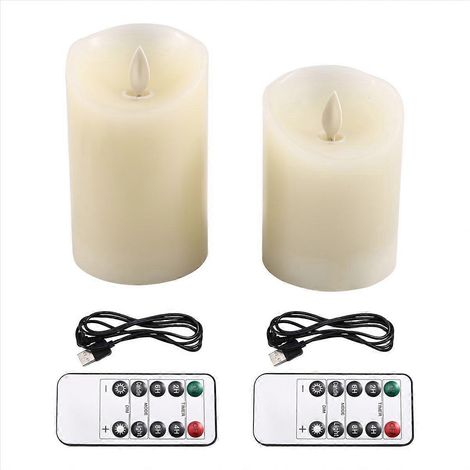 Bougies LED, bougies sans flamme à effet vacillant, bougies rechargeables, bougies en cire véritable avec télécommande, 10 cm et 12,5 cm (1/5)