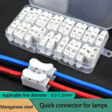 50pcs Connecteurs de fil assortis, connecteurs pour lampes LED 2 broches auto-bloquants, ignifuges, à insertion rapide par pression (1/5)