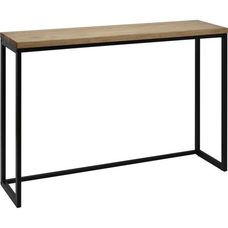 Recibidor madera maciza largo y acero modelo Design negro efecto vintage 300x1180x800mm