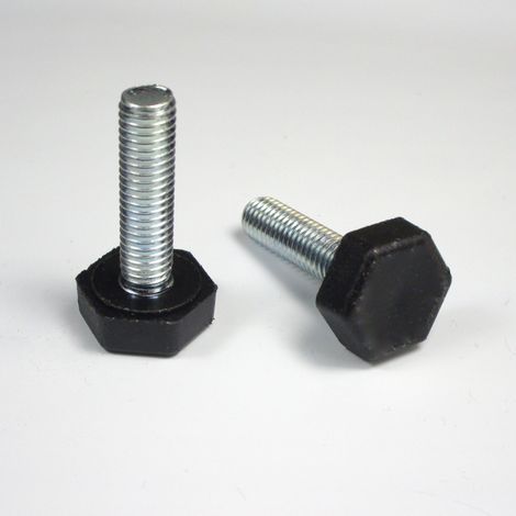 Ajile – Pied Réglable Fileté– Embase HEXAGONALE Clé de 19 mm Plastique NOIR - Tige Filetée en Acier Zingué Diamètre 8 mm (M8) de Longueur 30 mm