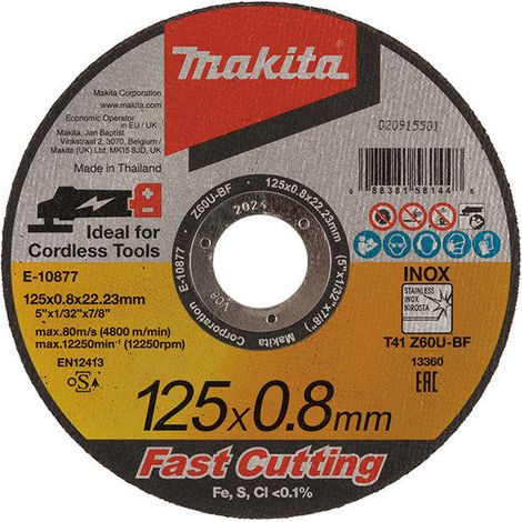25 Disques à tronçonner métal et inox pour meuleuses à batterie MAKITA E-22953-25