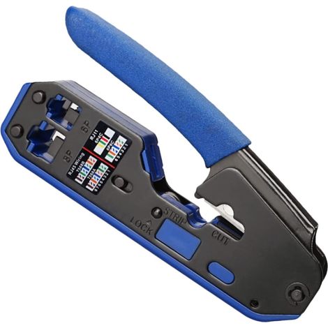 Pince à Sertir Rj45 8p/6p pour Cat6a, Cat6, Cat5e et Cat5, Coupe et Dénude les Câbles Réseau, Acier Abs (1/5)