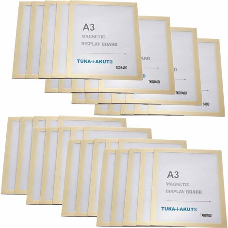 40x A3 Cadre d'affichage Magnétique, Adhésif pour Signe Enseignes, Pochette Cadre d'information Fermeture Magnétique, Porte Affiche, Sachet de 40 Couleur Or, TKD8400-A3-40x (1/5)