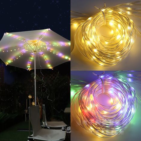 Guirlande lumineuse LED pour parasol, guirlande lumineuse LED en cuir, décoration de Noël, guirlande lumineuse colorée pour tente