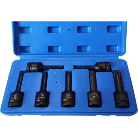 Trade Shop - KIT 7 PZ CHIAVI BUSSOLA VON IMPACT 1/2" TORX T30 - T70 FÜR PNEUMATIC AVVITATOR -