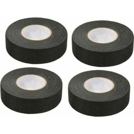 4 Pièces Noir Ruban Adhésif Auto (1.5 cm x 15 m) - Ruban Chiffon de Voiture, Ruban Adhesif Haute Temperature, Scotch Noir Resistant, Scotch Tissu, Bande de Harnais de Câblage de Voiture-DOU