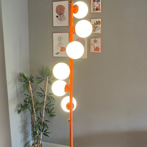 Lampadaire Orbion Métal Moderne E27 Largeur 30 cm Abat-jour Réglable Tablette Variateur (1/4)