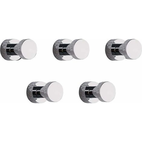 Wall Hooks, Towel Hooks for Bathroom, Kitchen, Door, Wardrobe and Cupboard, 5 Pack, Brass (Chrome) (1/5)