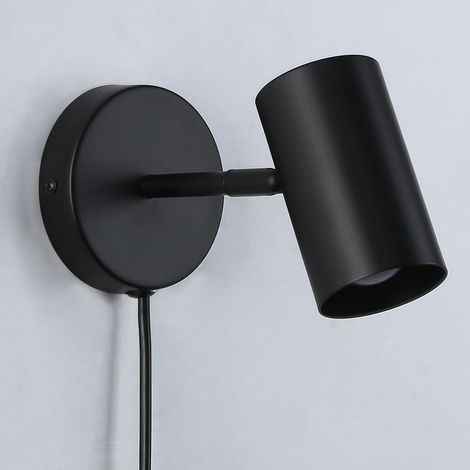 ALPINALUZ Aplique Lámpara de Pared Aluminio Blanco Foco Orientable con Cable y Enchufe E27 para Dormitorio, Sala de Estudio,Mesita de Noche (1/5)