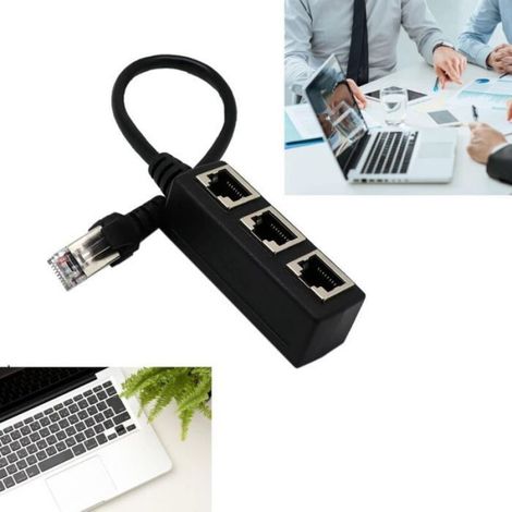 Câble Adaptateur Ethernet RJ45 - Répartiteur 1 Mâle vers 3 Femelles - Pour Bureau et Maison - Compatible Tous Réseaux Haut Débit (1/5)