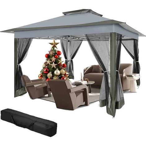 Carpa tipo cenador, diseño desplegable, protección UV, color gris. (1/2)
