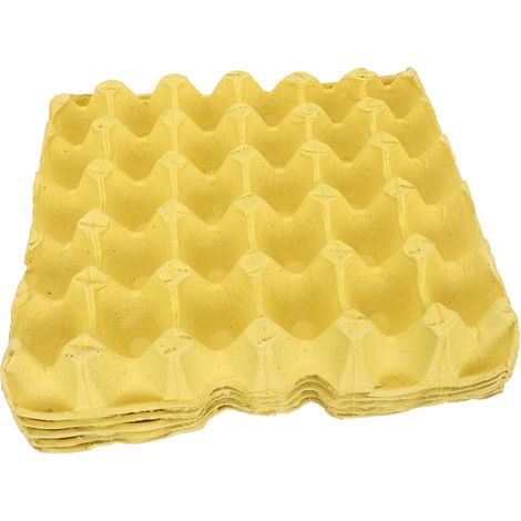 Porte-œufs en Pâte à Papier Empilable, Lot de 5, 30 Œufs Jaune, Compartiments Individuels, Format Adapté au Réfrigérateur, Séparation Rangement