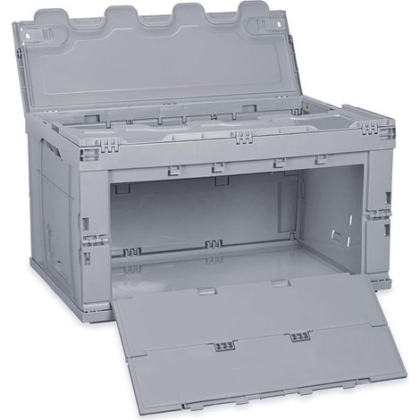 Scatola da trasporto pieghevole con coperchio 60 litri grigio 1300004972