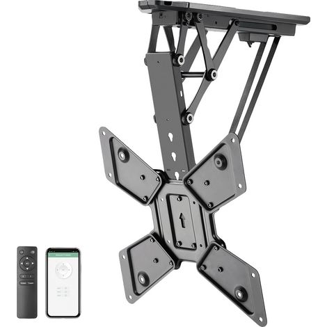 Support de suspension motorisé et pliable pour écrans plats pour écrans 23" - 55" (58 - 140 cm), charges jusqu'à 30 kg, avec télécommande rf, tuya-app, noir (1/5)