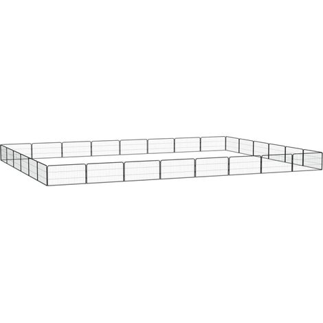 28-tlg. Hundelaufstall Schwarz 100x50cm Stahl Pulverbeschichtet