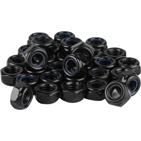 CCYKXA 100 Pcs M3 Stainless Steel Nut, Nylon Lock Nut, DIN 985 Stainless Steel Nylon Lock Nut, Black Self-Locking Nut, Hexagonal Lock Nuts, Metric Thread for Screws Bolts Threaded Rod(M3) (1/5)