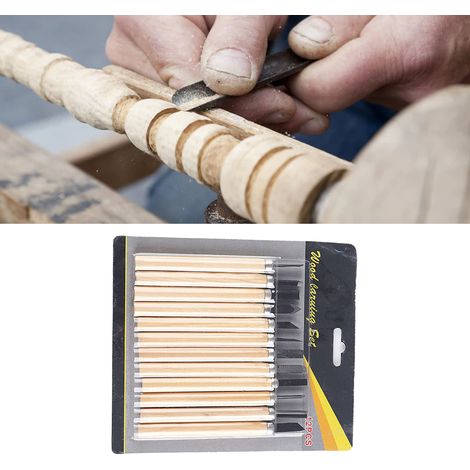 Set aus 12 Holzschnitzmessern, Kopf aus Manganstahl, komfortabler Kiefernholzgriff, professionelles Holzschnitzwerkzeug. (1/5)