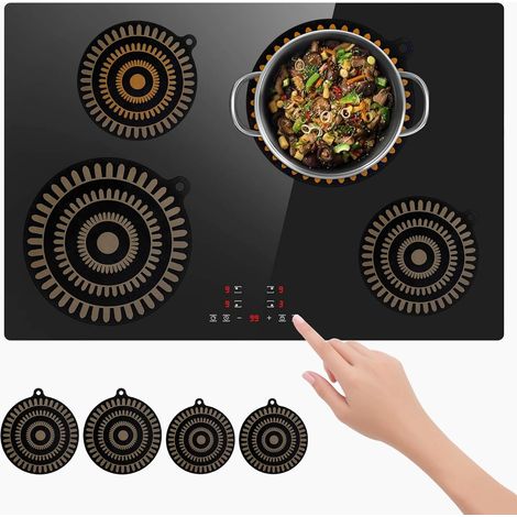 Lot de 4 tapis de protection antidérapant pour plaque à induction, dessous de plat, rond 22 cm/24 cm (1/5)