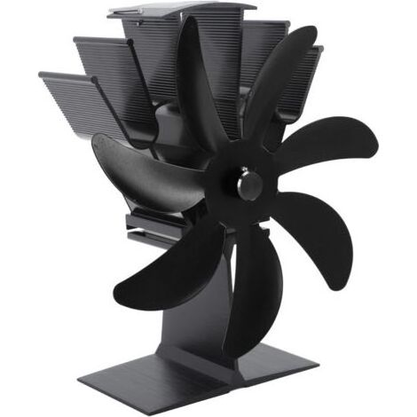 Ventilateur thermoélectrique à 7 pales pour poêles à bois, en alliage d'aluminium (noir) (1/5)