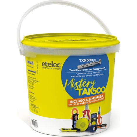 Secchiello Kit Box 500 Tasselli Universali TX6 Nylon 6X30 mm Vite 4,5x40 mm + Omaggio a sorpresa