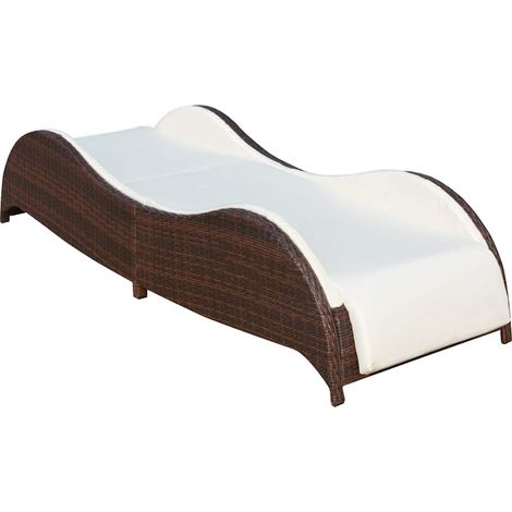 Maison Exclusive - Lettino Prendisole con Cuscino in Polyrattan Marrone (1/5)