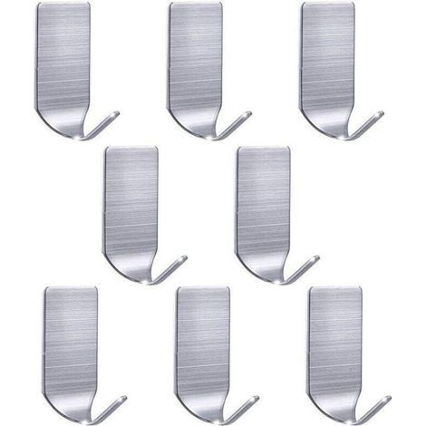 [JAMAIS UTILISÉ] Crochets forts Crochet Mural Crochets muraux en Acier Inoxydable imperméable à l'eau pour la Robe Robe Serviette Porte-clés Sacs de Noël Lumières-Accueil Cuisine Salle 8-Pack..
