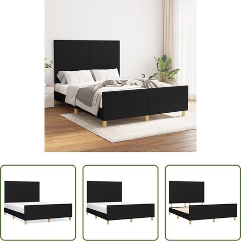 Kopfteil - Bettgestell ohne Matratze Schwarz 140x190 cm Stoff (1/5)
