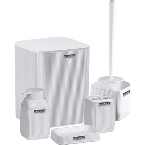 Set da bagno a righe quadrate bianche