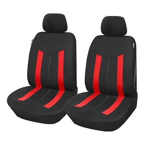 Universal Front Car Seat Covers Black Red (1/5)