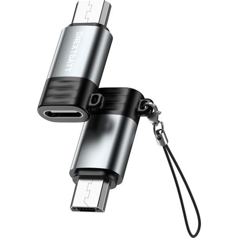Adaptador NEXTBATT USB-C hembra a micro-USB macho - Negro/Gris