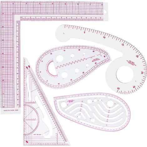 5 Pièces Regle couture,Règle Métrique Règle de Courbe pour la Couture Modèle de Dessin Outil Sur Mesure pour Vêtements de Bricolage (1/5)