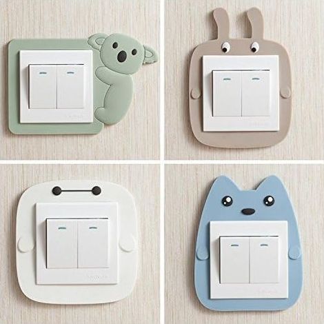 Stickers muraux pour interrupteurs de salle de bain avec motifs de dessins animés (1/5)