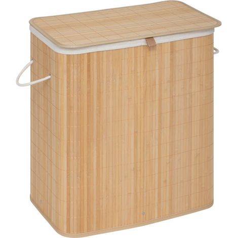 Panier à linge de tri rectangle 100L en bambou (1/4)