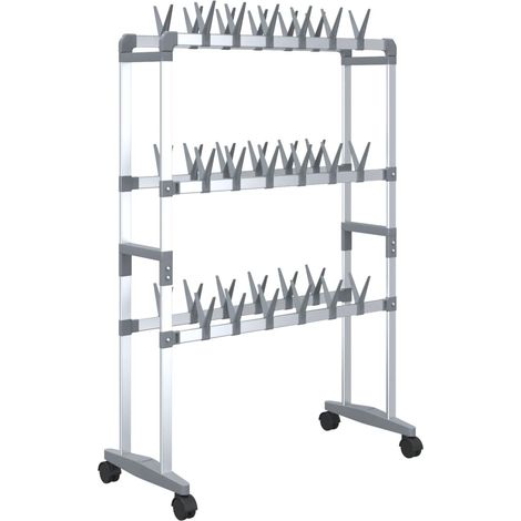 Furniture Limited - Zapatero con ruedas plateado 66x27x100 cm (1/6)
