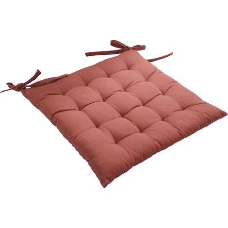 Assise matelassée 38x38x3 LOLA 100% coton coloris TERRE CUITE (1/2)