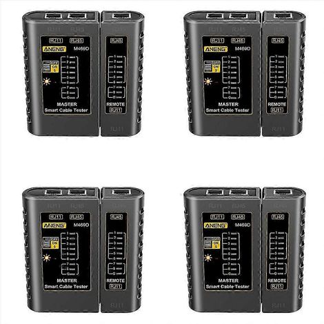 Kit de testeur de câbles réseau, testeur de câbles LAN CAT5 UTP double RJ45 RJ11 RJ12, détection de défauts par LED (circuit ouvert, court-circuit, incompatibilité), lot de 4 (1/5)