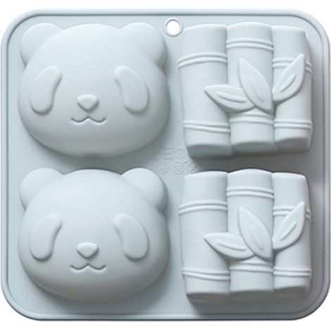 Molde de silicona con forma de bambú, diseño de panda, para hornear - Azul (1/5)