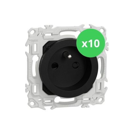 Schneider - Odace 2025 - LOT de 10 Prises ru00e9novation 2P+T u00e0 puits - 4 bornes auto par pu00f4le - Noir onyx - Ru00e9f : S940049 x 10 (1/5)