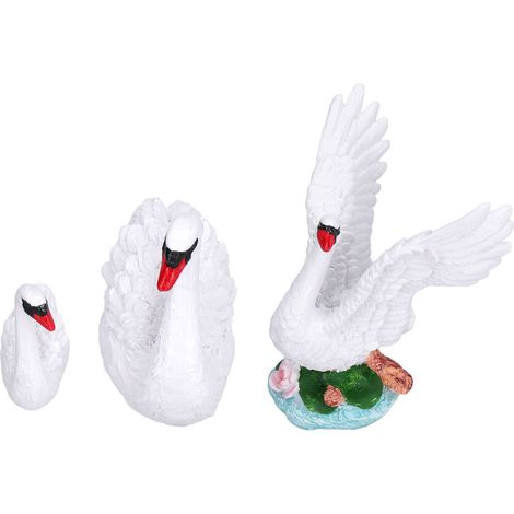 3 pièces Figurines de Cygnes en Résine pour Jardin Miniature, Décoration d'Intérieur Élégante (1/5)