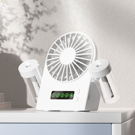 Nebelventilator mit zwei Luftbefeuchtern, 36 dB(A) bis 45 dB(A) (im Lieferumfang enthalten), ideal für Zuhause und Büro – Weiß (1/4)