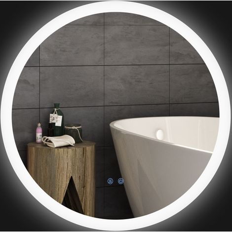 Espejo LED redondo Ø70 cm de metal Blanco antivaho IP44 para baño FloraGrace (1/5)