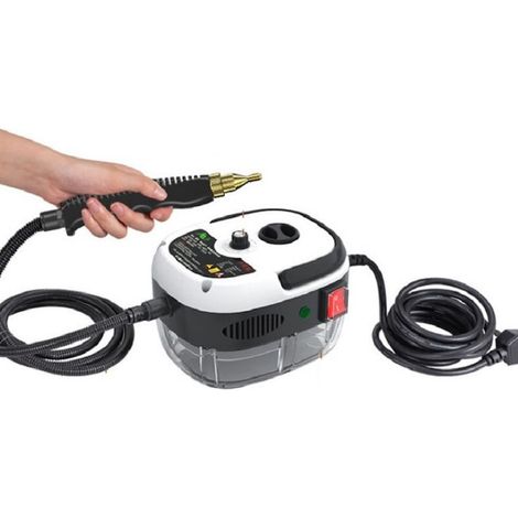 Nettoyeur vapeur, 2500 W, 3 bars, réservoir d'eau de 1000 ml, chauffe en 10 secondes, 6 réglages de vapeur, 4 accessoires inclus, noir et blanc (1/5)