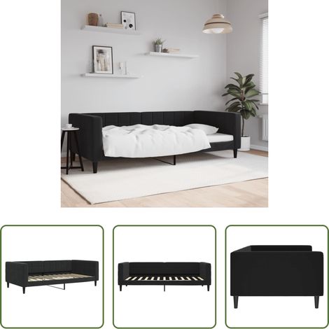vidaXL Canapé -  Lit de repos sans matelas noir 100x200 cm velours (1/5)