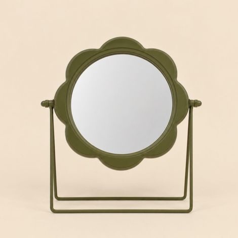 Miroir orientable rond ondulé vert 28cm (1/4)