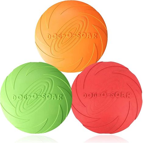 3Pcs Frisbee Dog -15cm Frisbee Toy Dog - Pour la terre et l'eau, dresser des chiens, lancer, attraper et jouer (rouge + orange + vert) (1/5)