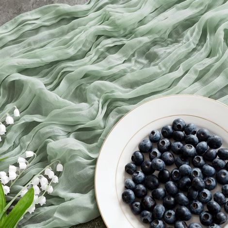 Camino de mesa verde salvia,300 x 90 cm,camino de mesa de tul estilo bohemio para cocina,despedidas de soltera y decoración de banquetes (1/2)